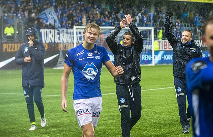 Haaland thời còn sát cánh bên cạnh Solskjaer ở CLB Molde