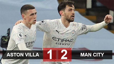 Kết quả Aston Villa 1-2 Man City: The Citizens ngược dòng