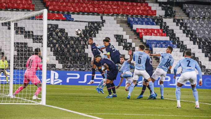 Marquinhos mở tỷ số trận PSG vs Man City ở phút 15