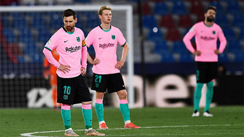 Barca gần như đã gạch tên mình khỏi cuộc đua vô địch sau trận hòa Levante