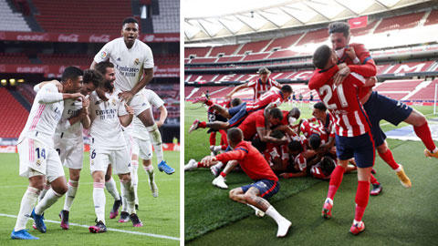 Chức vô địch La Liga mùa này chỉ còn là cuộc đua giữa Real Madrid (áo trắng) cùng Atletico Madrid
