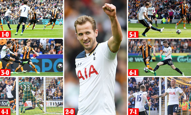 Kane lập hat-trick và Tottenham ghi 7 bàn vào lưới Hull