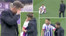 HLV Simeone rơi lệ, đi khắp sân ôm động viên cầu thủ Valladolid khi Atletico vô địch