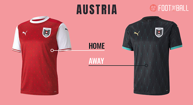 Áo đấu của ĐT Áo tại EURO 2020 trông khá tối giản
