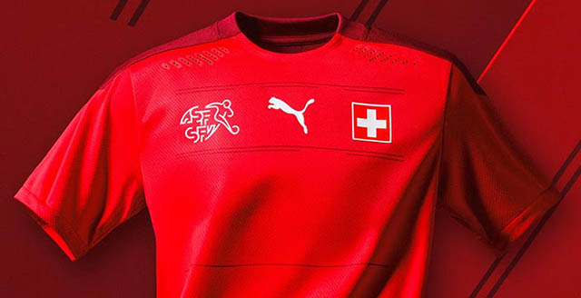 Áo đấu Thụy Sỹ tại EURO 2020 nổi bật với màu đỏ sặc sỡ