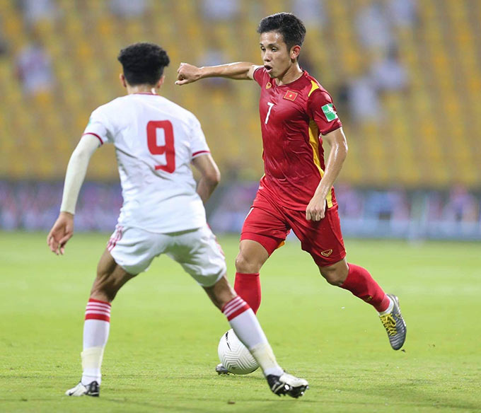 Hồng Duy đã chơi ấn tượng trong những lần ra sân ở 3 trận cuối của vòng loại World Cup 2022 - Ảnh: Minh Anh 