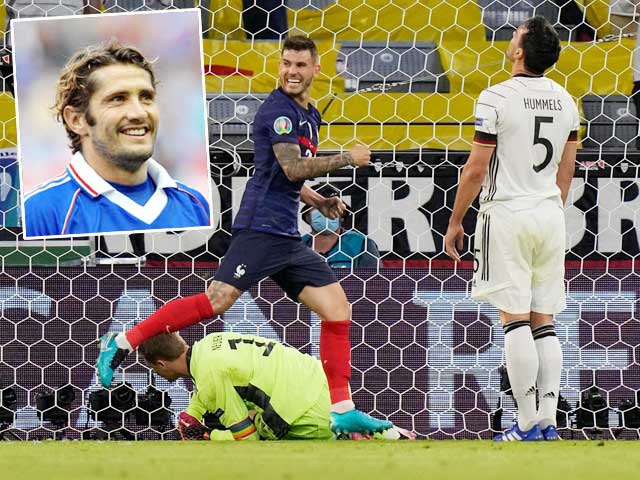 Cựu danh thủ Bixente Lizarazu (ảnh nhỏ) đánh giá rất cao Lucas Hernandez (ảnh lớn, giữa), người kế nhiệm ở ĐT Pháp ở vị trí hậu vệ trái