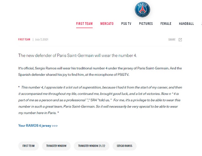 PSG xóa bài đăng Ramos muốn nhận số 4