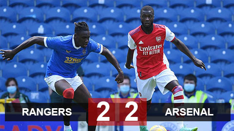 Kết quả Rangers 2-2 Arsenal: Tân binh Tavares ghi điểm, Pháo thủ vẫn không thắng nổi đội bóng của Gerrard