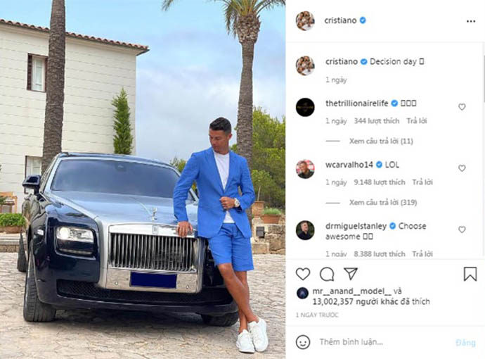 Ronaldo đăng thông điệp ẩn ý trên Instagram cá nhân