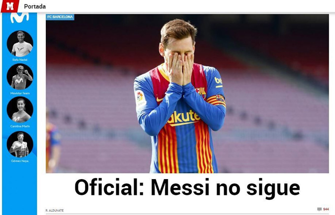 Tờ Marca giật tít ngắn gọn: "Messi không gia hạn". 
