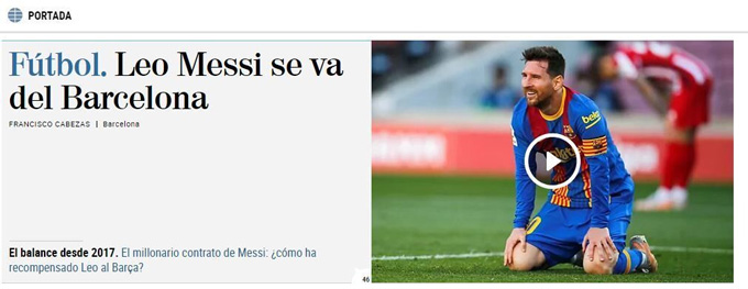 Tờ El Mundo: "Messi chia tay Barca"