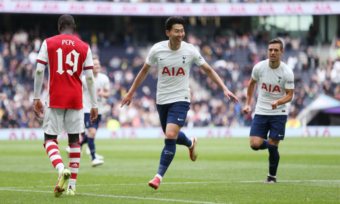 Son Heung-min ghi bàn duy nhất trận Tottenham vs Arsenal ở phút 80