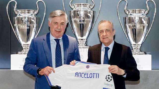 Mời được HLV Carlo Ancelotti (trái) về, đúng là Chủ tịch Florentino Perez của Real Madrid đã “chọn mặt gửi vàng”!