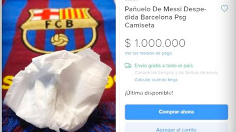 Khăn giấy lau nước mắt của Messi có giá… 1 triệu USD