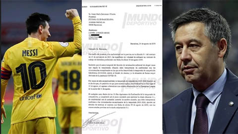 Chi tiết nội dung bản fax Messi gửi Bartomeu xin rời Barca? 