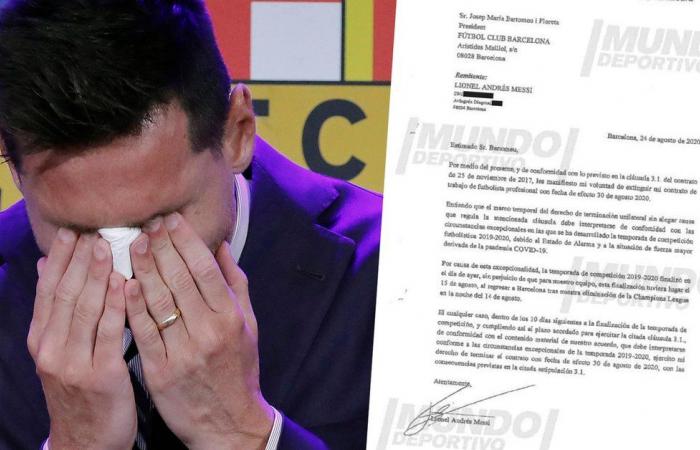 Một năm trước, Messi đã gửi bức fax tới Bartomeu nhằm thông báo quyết định chấm dứt hợp đồng