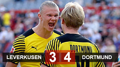 Kết quả Leverkusen 3-4 Dortmund: Haaland lại hóa người hùng Kết quả Leverkusen 3-4 Dortmund: Haaland lại hóa người hùng