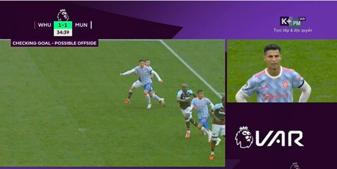 VAR nhập cuộc nhưng Ronaldo vẫn được công nhận bàn thắng vào lưới West Ham