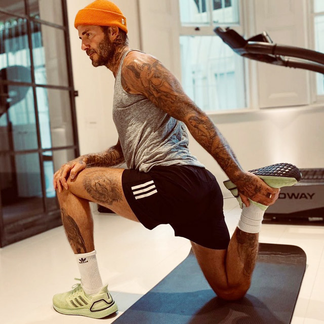 Beckham luôn duy trì thói quen tập thể dục để có thân hình rắn chắc