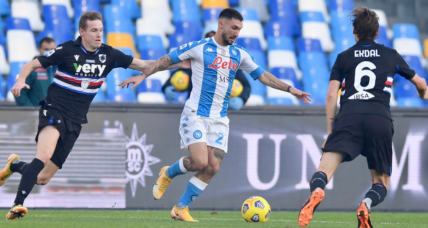 Các lần đối đầu gần đây giữa Napoli (giữa) và Sampdoria thường có nhiều phạt góc