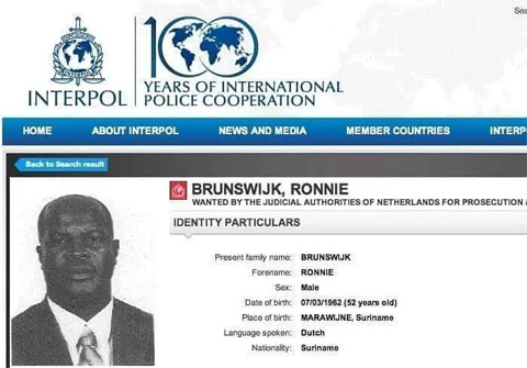Ông Brunswijk đang bị Interpol truy nã vì tội buôn ma túy