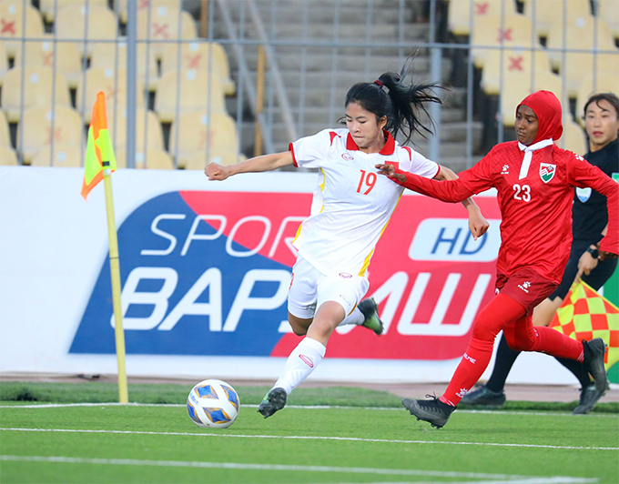 ĐT nữ Việt Nam đã khởi đầu chiến dịch với chiến thắng rất ấn tượng với chiến thắng 16-0 trước Maldives