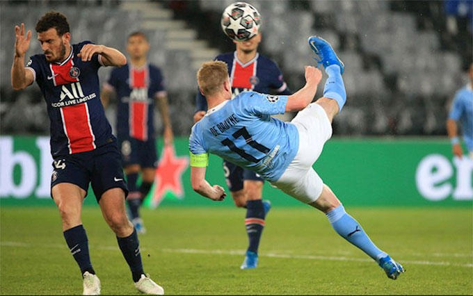 De Bruyne từng chọc thủng lưới PSG trên sân khách ở mùa giải trước