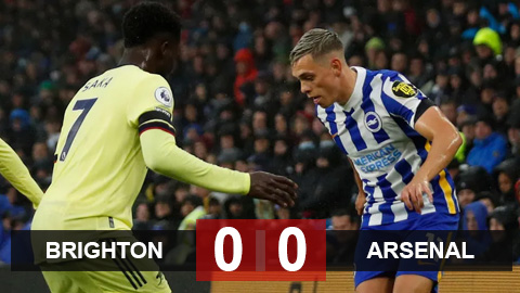 Kết quả Brighton 0-0 Arsenal: Pháo thủ đứt mạch toàn thắng ở con số 4