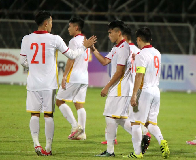 Niềm vui của các cầu thủ U23 Việt Nam khi ghi bàn thắng vào lưới đối thủ