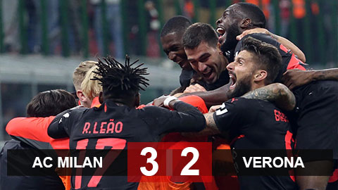 Kết quả Milan 3-2 Verona: Ngược dòng ngoạn mục, Milan lên đỉnh Serie A Kết quả Milan 3-2 Verona: Ngược dòng ngoạn mục, Milan lên đỉnh Serie A