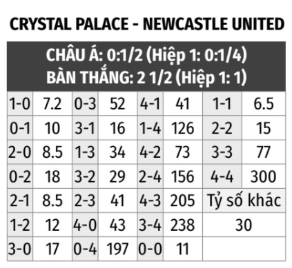  Crystal Palace vs Newcastle 