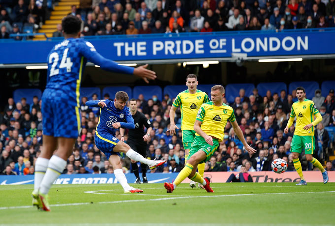Mount mở tỷ số trận Chelsea vs Norwich ở phút thứ 8