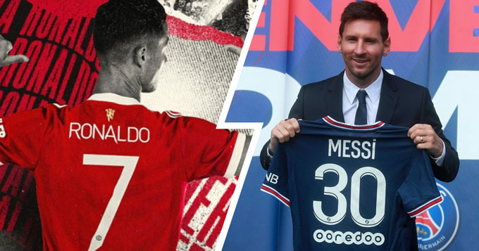 Ronaldo và Messi cùng đổi màu áo trong kỳ chuyển nhượng Hè 2021
