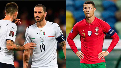 Bồ Đào Nha của Ronaldo (phải) , hoặc nhà vô địch EURO Italia có thể lỡ hẹn với World Cup 2022