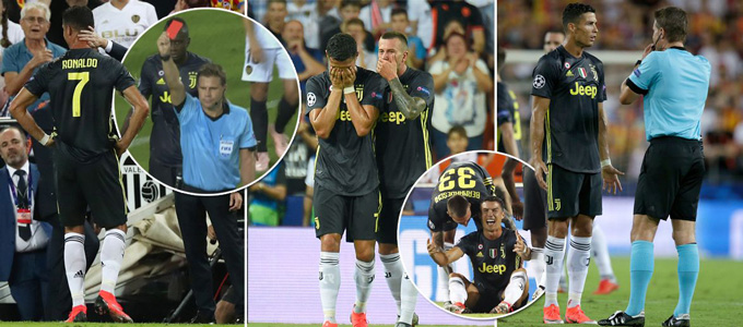 CR7 bật khóc sau khi nhận thẻ đỏ ở trận đấu với Valencia