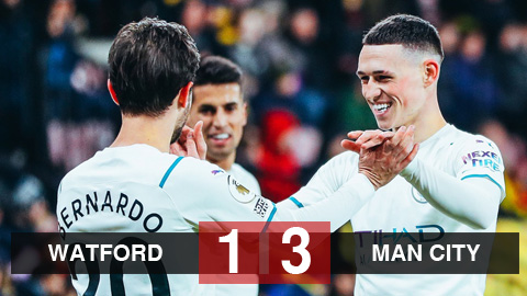 Watford 1-3 Man City: Man City leo lên đỉnh bảng