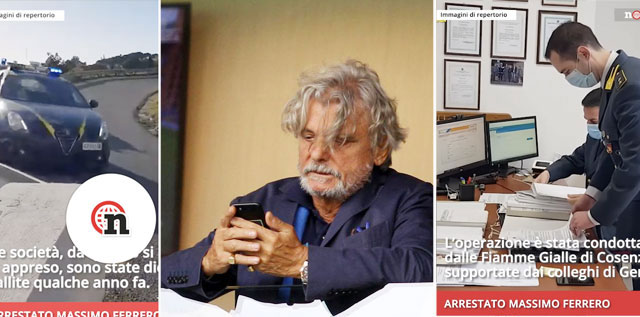 Cảnh sát ghi hình quá trình bắt giữ và khám xét nhà riêng của Massimo Ferrero