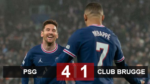 Kết quả PSG vs Club Brugge: Song sát Messi - Mbappe lên đồng