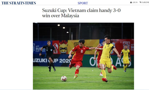Tờ The Straits Times đưa tin về ĐTVN