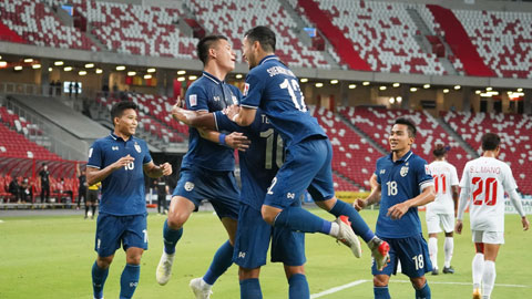 Niềm vui của các cầu thủ Thái Lan sau khi có chiến thắng ấn tượng