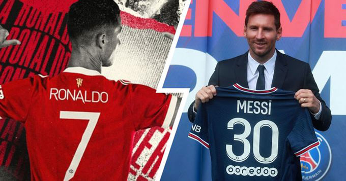 Mùa Hè năm 2021, cả Ronaldo và Messi đều đổi màu áo CLB