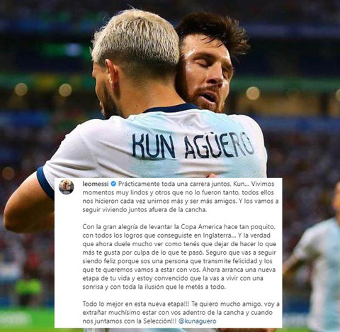 Messi gửi lời chia tay tới người bạn thân Aguero