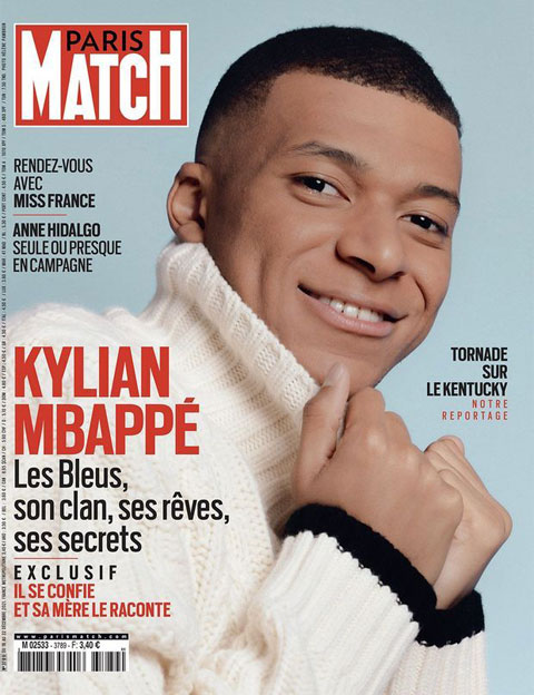 Hình ảnh của Kylian Mbappe trên trang bìa của tạp chí Paris Match số mới nhất