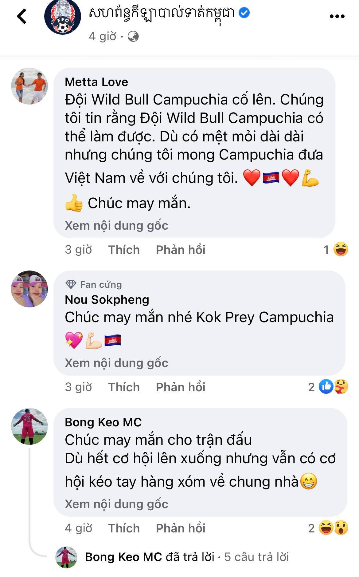 CĐV Campuchia mong đội nhà sẽ tiễn ĐT Việt Nam về nước cùng sau vòng bảng 