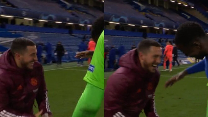 Hazard cười tươi sảng khoái dù Real vừa bị Chelsea loại khỏi Champions League