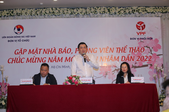 Ông Cao Văn Chóng - PCT VFF phát biểu tại cuộc gặp mặt - Ảnh: Quốc An