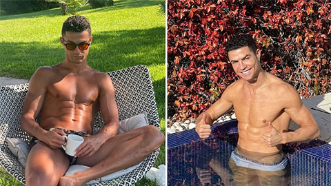 Ronaldo diện đồ bơi nhỏ xíu, thư giãn trong ngày buồn của MU