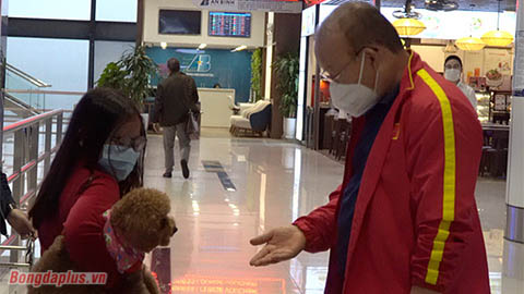HLV Park Hang Seo gặp sự cố hy hữu với chú chó tại sân bay