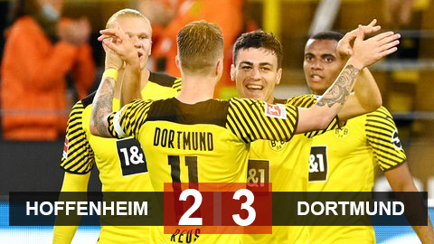 Kết quả Hoffenheim 2-3 Dortmund: Nhọc nhằn bám đuổi Bayern